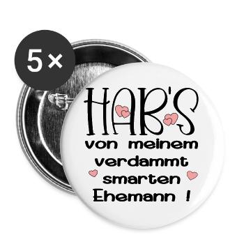 EHEPARTNER SPRÜCHE - SMARTER EHEMANN - HUMOR - Buttons groß 56 mm (5er Pack) - Weiß - Vorne
