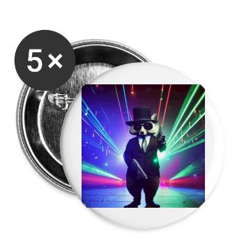 Gangster Raccoon - Buttons large 2.2''/56 mm (5-pack) - white - Front