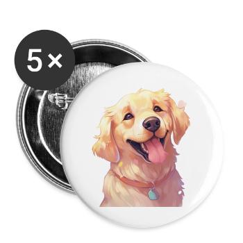 Golden Retriever Art - Buttons large 2.2''/56 mm (5-pack) - white - Front