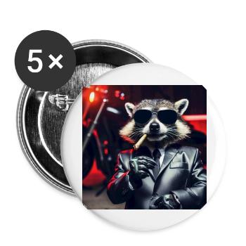 Gangster Waschbär - Buttons groß 56 mm (5er Pack) - Weiß - Vorne