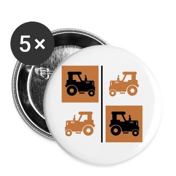 tracteur véhicule à moteur tracteur de terrain tracteur Bauer - Lot de 5 grands badges (56 mm) - blanc - Devant