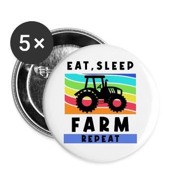 Agriculteur de champ Tractor Statement Véhicule utilitaire - Lot de 5 grands badges (56 mm) - blanc - Devant