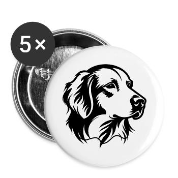 Golden retriever - Lot de 5 grands badges (56 mm) - blanc - Devant
