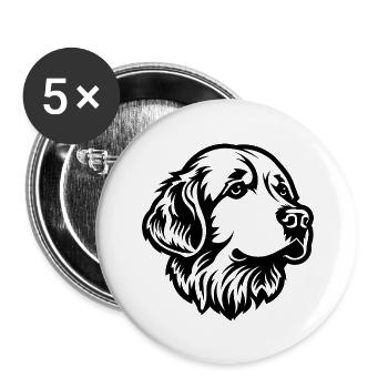 Golden retriever - Lot de 5 grands badges (56 mm) - blanc - Devant