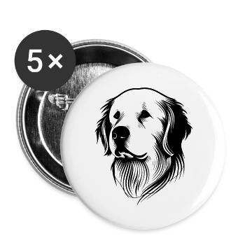 Golden retriever - Lot de 5 grands badges (56 mm) - blanc - Devant