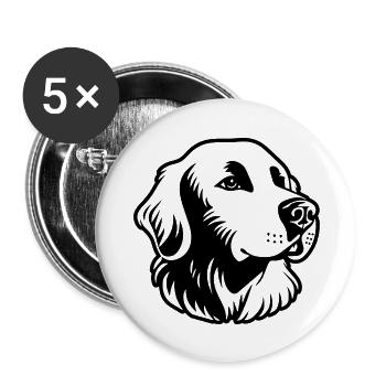 Golden Retriever - Buttons large 2.2''/56 mm (5-pack) - white - Front