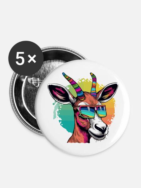 Rasta Impala - Buttons groß 56 mm (5er Pack) - Weiß