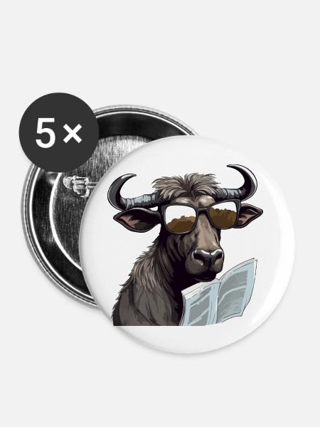 Buchen Sie den Bison - Buttons groß 56 mm (5er Pack) - Weiß
