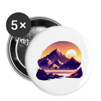 Randonneurs en montagne Randonnées en montagne Randonnées Randonnées - Lot de 5 grands badges (56 mm) - blanc - Devant