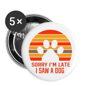 Hund Dog - Buttons groß 56 mm (5er Pack) - Weiß - Vorne