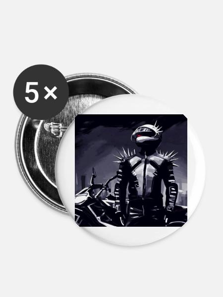 Motorrad Bleistiftzeichnung - Buttons groß 56 mm (5er Pack) - Weiß