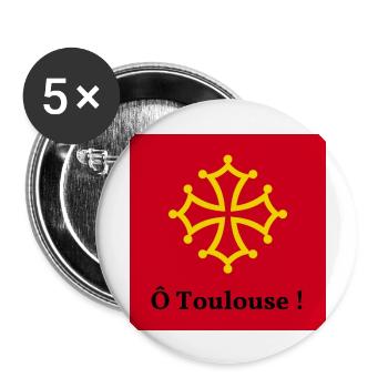 Ô Toulouse - Lot de 5 grands badges (56 mm) - blanc - Devant
