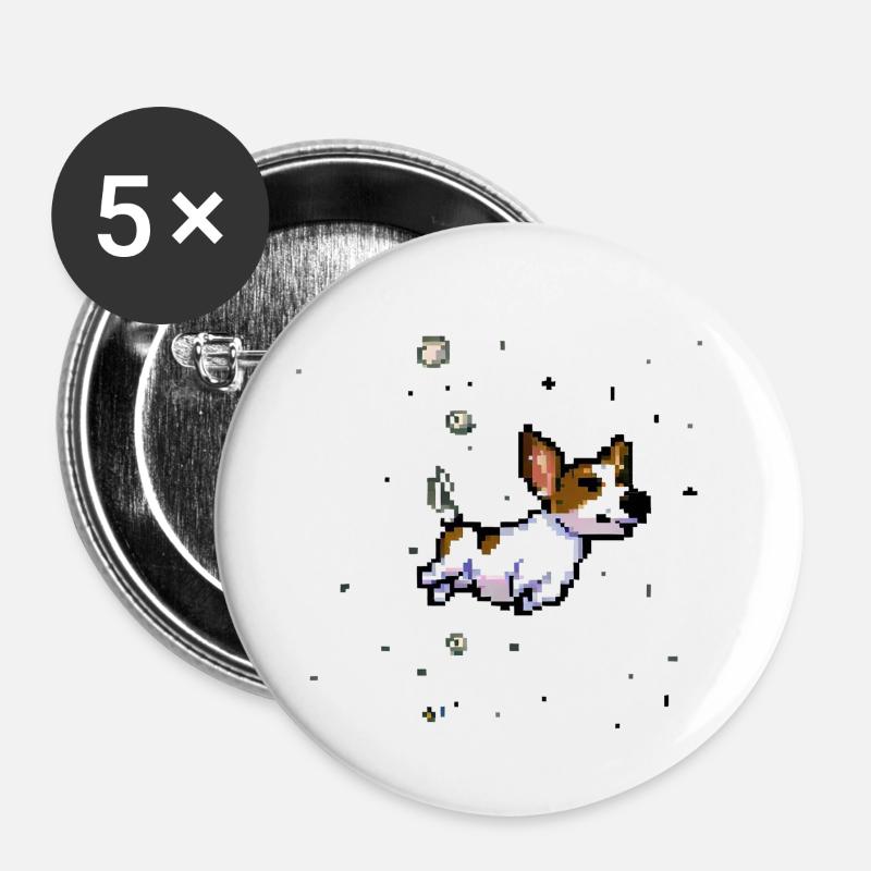 Jack Russell Terrier - Buttons large 2.2''/56 mm (5-pack) - white