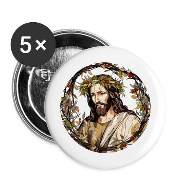 Dessin de Jésus-Christ - Lot de 5 grands badges (56 mm) - blanc - Devant