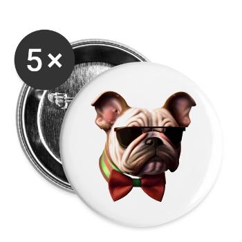 Bulldogge Hundehalter Hunde Hund Hundebesitzer - Buttons groß 56 mm (5er Pack) - Weiß - Vorne