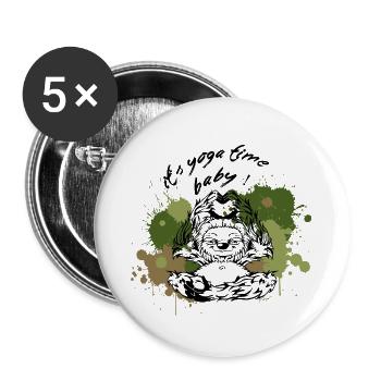 Faultier Sloth Yoga time Nature - Buttons large 2.2''/56 mm (5-pack) - white - Front