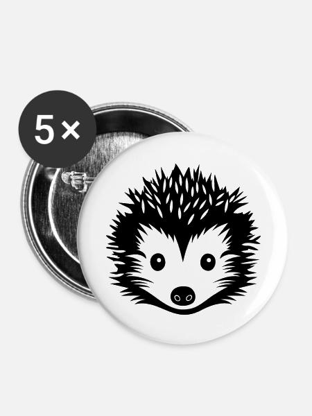 Igel Wald Stachelig Tier - Buttons groß 56 mm (5er Pack) - Weiß