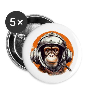 Weltraum Affe Retro Zeichnung - Buttons groß 56 mm (5er Pack) - Weiß - Vorne
