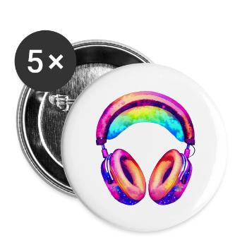 Headphones Singing Listening to music Singer Musician Gamer - Buttons large 2.2''/56 mm (5-pack) - white - Front