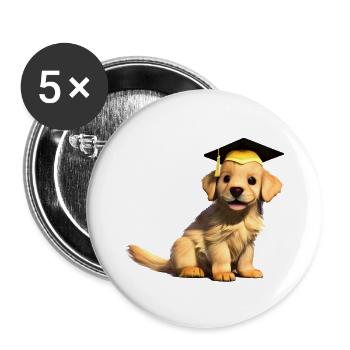 Bachelor Golden Retriever Graduation Studies - Buttons large 2.2''/56 mm (5-pack) - white - Front