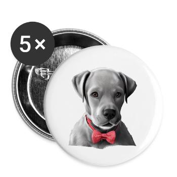 Labrador, propriétaire du chiot Labrador Retriever - Lot de 5 grands badges (56 mm) - blanc - Devant