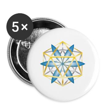 Geometric Mandala Design Blue Gold - Buttons large 2.2''/56 mm (5-pack) - white - Front