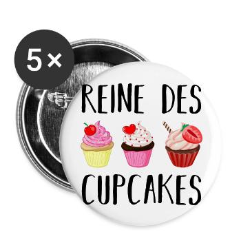Reine des cupcakes cadeau pâtisserie patissière - Lot de 5 grands badges (56 mm) - blanc - Devant