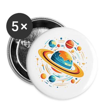 Space Galaxy Planets - Buttons large 2.2''/56 mm (5-pack) - white - Front