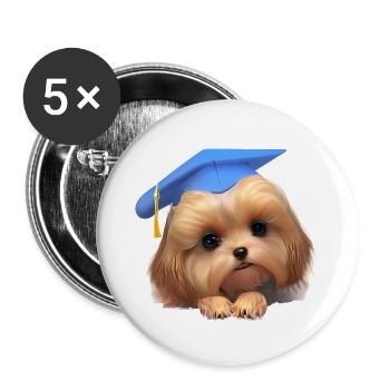Bachelor Dogs Graduation Terrier Studies - Lot de 5 grands badges (56 mm) - blanc - Devant