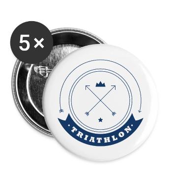 Triathlon Swim Bike Run Marathon - Buttons groß 56 mm (5er Pack) - Weiß - Vorne