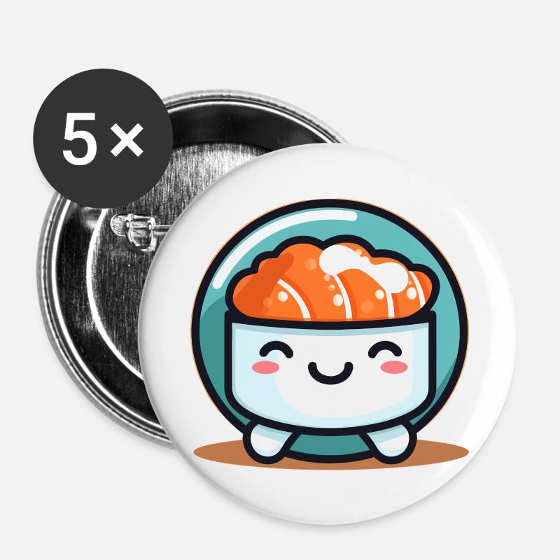 Cute sushi mascot - Buttons large 2.2''/56 mm (5-pack) - white
