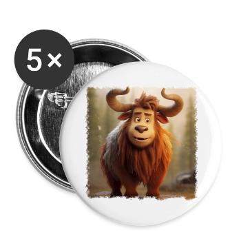 young bison - Buttons large 2.2''/56 mm (5-pack) - white - Front