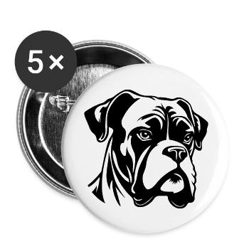 Races de chiens boxers - Lot de 5 grands badges (56 mm) - blanc - Devant