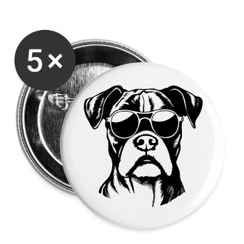 Races de chiens boxers - Lot de 5 grands badges (56 mm) - blanc - Devant