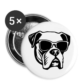 Races de chiens boxers - Lot de 5 grands badges (56 mm) - blanc - Devant