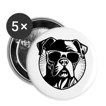Races de chiens boxers - Lot de 5 grands badges (56 mm) - blanc - Devant