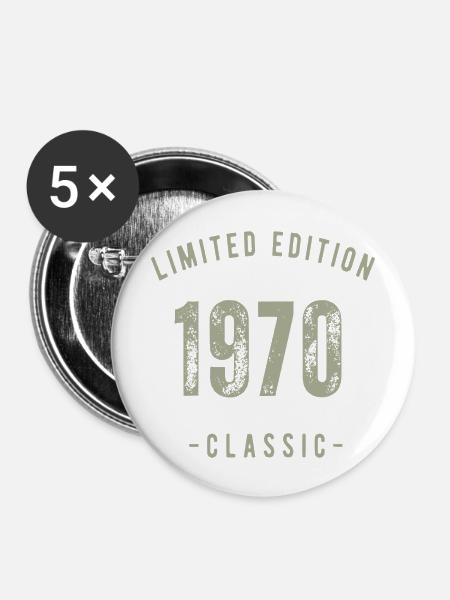 1970 Klassiker - Buttons groß 56 mm (5er Pack) - Weiß