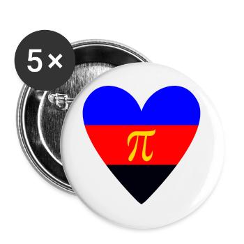Polyamorie Pride Herzdesign - Buttons groß 56 mm (5er Pack) - Weiß - Vorne