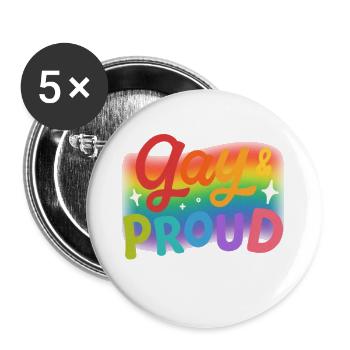 Gay & Proud Rainbow Love - Buttons large 2.2''/56 mm (5-pack) - white - Front