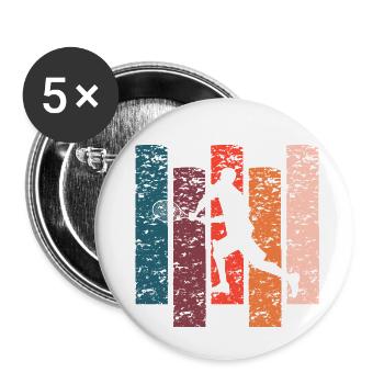 Tennis gift Vintage - Buttons large 2.2''/56 mm (5-pack) - white - Front