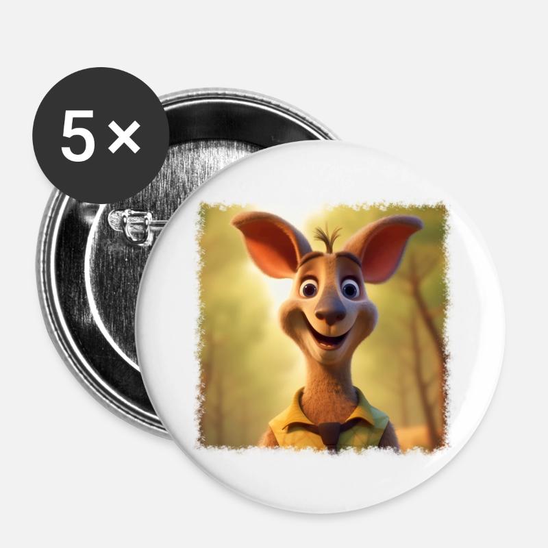 Crazy kangaroo - Buttons large 2.2''/56 mm (5-pack) - white