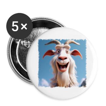 Chèvre fraîche - Lot de 5 grands badges (56 mm) - blanc - Devant