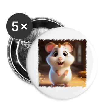 Cute hamster - Buttons large 2.2''/56 mm (5-pack) - white - Front