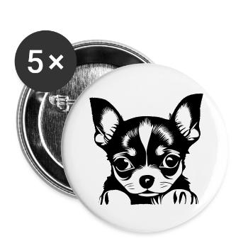 Chiens Chihuahua Chien Chihuahua Chihuahua Puppy Dog Propriétaires - Lot de 5 grands badges (56 mm) - blanc - Devant
