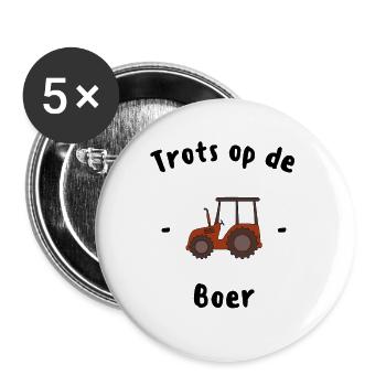 Trots op de boer - Lot de 5 grands badges (56 mm) - blanc - Devant