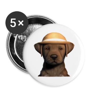 Chiot Labrador propriétaire Labrador Retriever - Lot de 5 grands badges (56 mm) - blanc - Devant