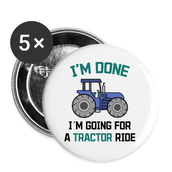 Farmer Tractor Statement Farm Agriculture - Buttons large 2.2''/56 mm (5-pack) - white - Front