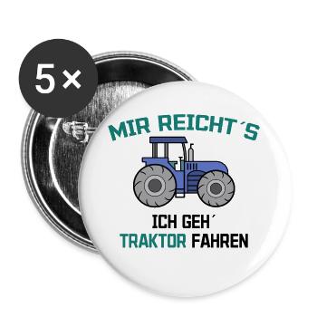 Traktor Statement Bauer Ackerbau Kraftfahrzeug - Buttons groß 56 mm (5er Pack) - Weiß - Vorne