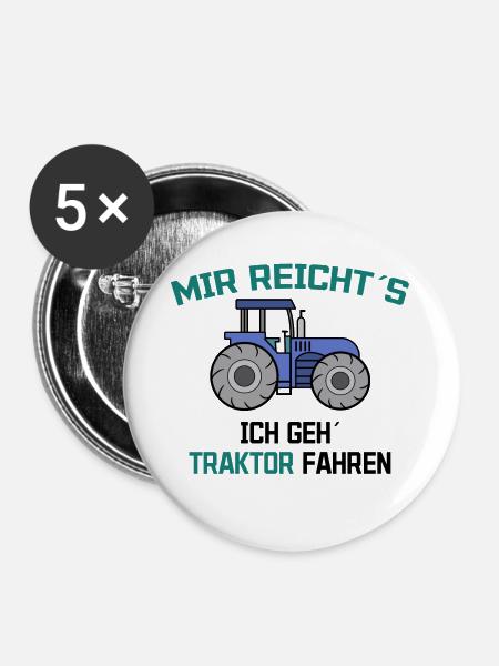 Traktor Statement Bauer Ackerbau Kraftfahrzeug - Buttons groß 56 mm (5er Pack) - Weiß