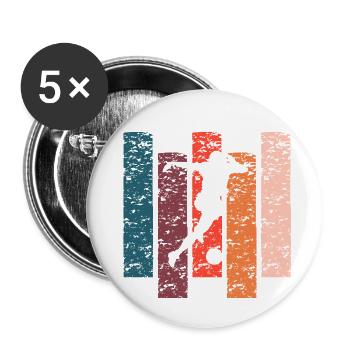 Vintage Geschenk Fußball - Buttons groß 56 mm (5er Pack) - Weiß - Vorne